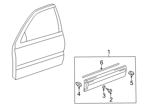 1999 Toyota 4Runner Exterior Trim - Front Door Diagram
