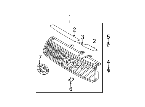 2002 Toyota RAV4 Grille & Components Diagram