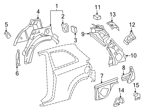 2012 Toyota Yaris Inner Wheelhouse, Passenger Side Diagram for 61607-52330