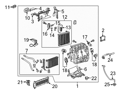 2019 Toyota C-HR A/C Evaporator & Heater Components Diagram