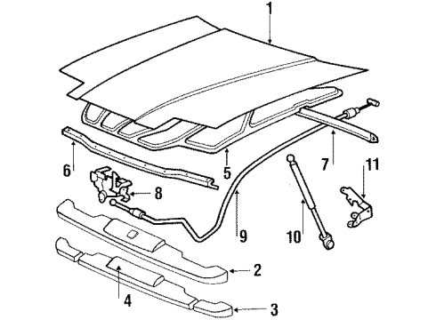 1990 Toyota Supra Hood & Components Diagram