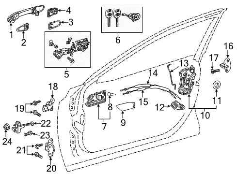 2022 Toyota Camry Front Door - Lock & Hardware Diagram 2 - Thumbnail