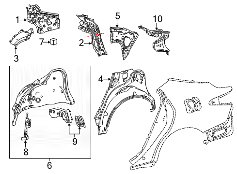 2018 Toyota Camry Inner Wheelhouse Insulator, Rear Diagram for 62939-06050