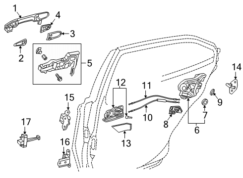 2024 Toyota Land Cruiser Rear Door - Lock & Hardware Diagram