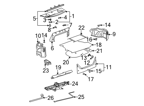 2002 Toyota Camry Cowl Grille Clip, Black, Driver Side Diagram for 90467-08136