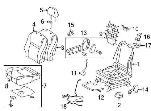 2011 Toyota Matrix Passenger Seat Components Diagram 2 - Thumbnail