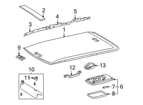 2002 Toyota RAV4 Interior Trim - Roof Diagram