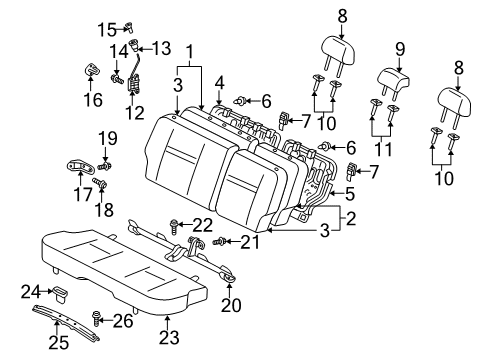 2004 Scion xA Rear Seat Components Diagram