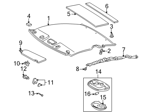 2000 Toyota Celica Interior Trim - Roof Diagram