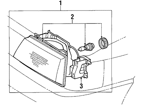 1989 Toyota Tercel Headlamp Components - Headlights Diagram 2 - Thumbnail