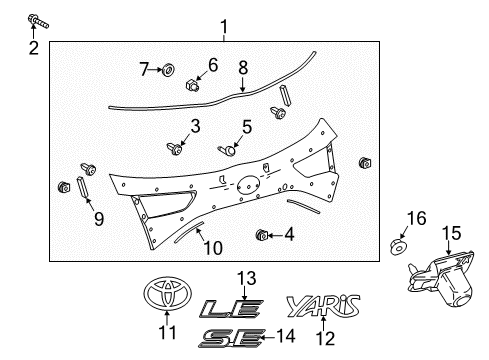 2018 Toyota Yaris Exterior Trim - Lift Gate Diagram