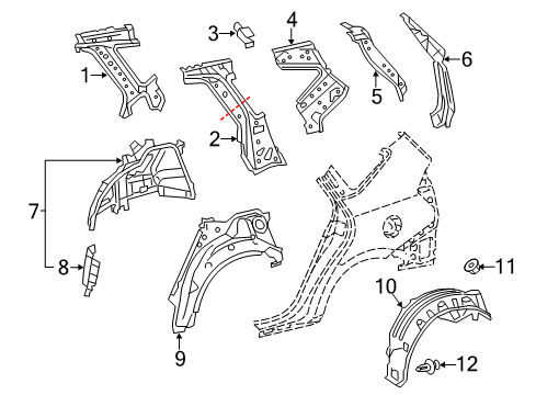 2012 Toyota Prius V Inner Structure - Quarter Panel Diagram