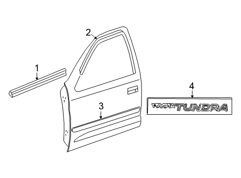2006 Toyota Tundra Belt Weatherstrip, Driver Side Diagram for 75720-0C010