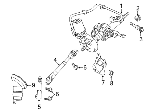 2012 Toyota Prius V Steering Column Assembly Diagram