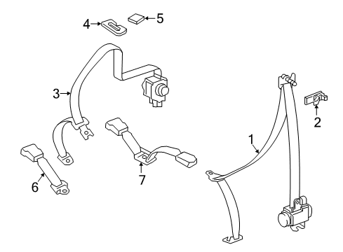 2019 Toyota Tacoma Rear Seat Belts Diagram