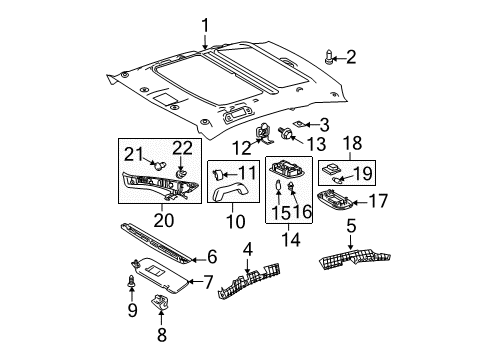 2007 Scion tC Interior Trim - Roof Diagram