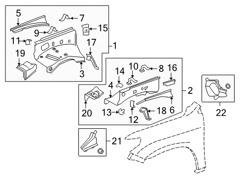 2008 Toyota Land Cruiser Apron Reinforcement, Front Diagram for 53745-60030