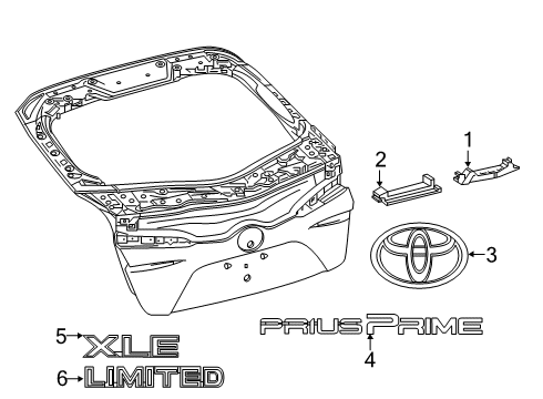 2017 Toyota Prius Prime Exterior Trim - Lift Gate Diagram