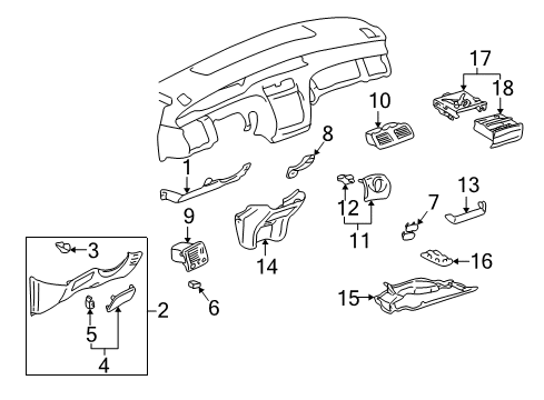 2000 Toyota Avalon Instrument Panel Components Diagram 4 - Thumbnail