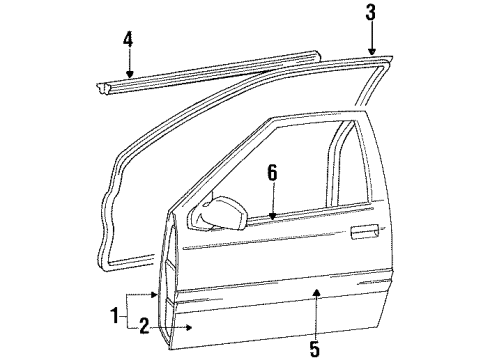 1993 Toyota Tercel Exterior Trim - Front Door Diagram