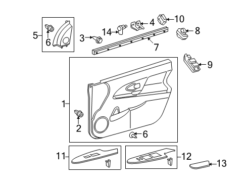 2010 Scion xD Interior Trim - Front Door Diagram