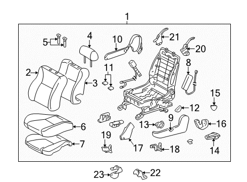 2005 Toyota Matrix Front Seat Components Diagram