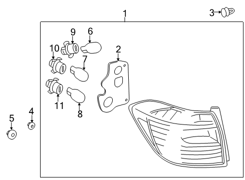 2013 Toyota Highlander Socket, Tail & Stop Lamp, Rear Diagram for 90075-60002