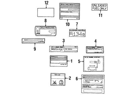 1996 Toyota Tercel Information Labels Diagram