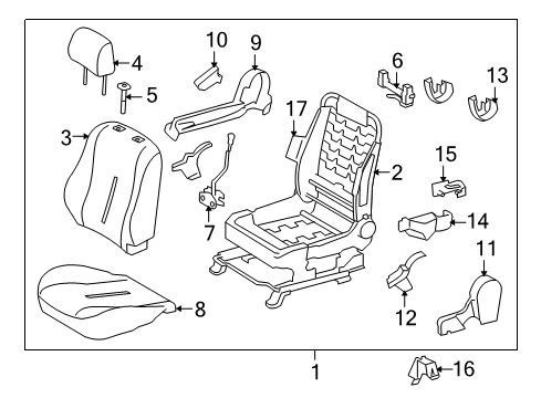 2013 Scion xD Front Seat Components Diagram