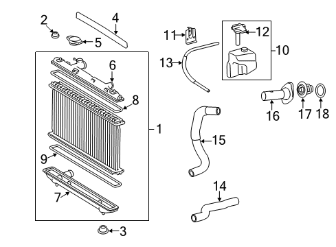 2011 Toyota Camry Radiator Assembly Diagram for 16400-0V070