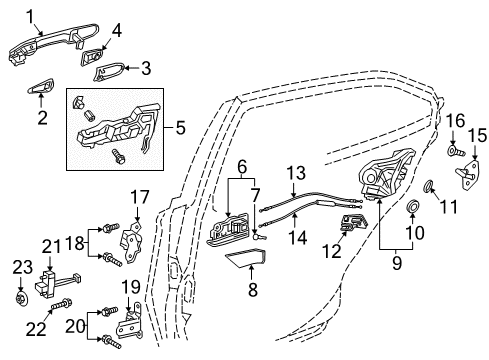 2021 Toyota Camry Rear Door - Lock & Hardware Diagram 2 - Thumbnail