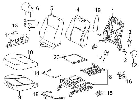 2014 Toyota Yaris Passenger Seat Components Diagram 2 - Thumbnail
