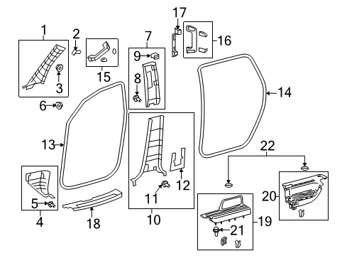 2018 Toyota Sequoia Interior Trim - Pillars Diagram