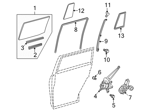 2010 Toyota Highlander Glass - Rear Door Diagram 3 - Thumbnail