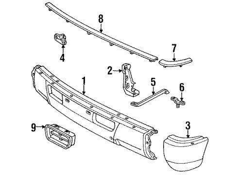 1994 Toyota Land Cruiser Bumper & Components - Front Diagram