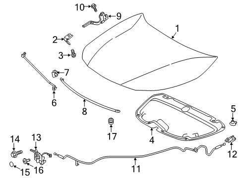 2025 Toyota Corolla Hood & Components Diagram 2 - Thumbnail
