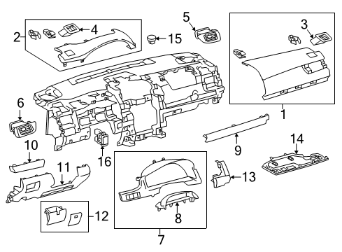 2017 Toyota Camry Instrument Panel Components Diagram 2 - Thumbnail
