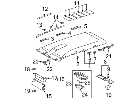2002 Toyota Sequoia Interior Trim - Roof Diagram
