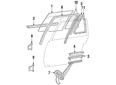 1987 Toyota Corolla Glass - Rear Door Diagram