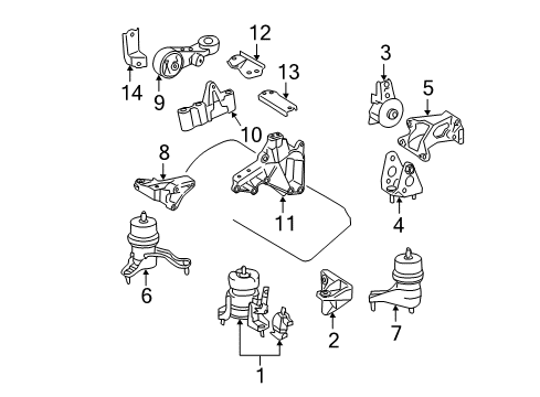 2015 Toyota Sienna Engine & Trans Mounting Diagram
