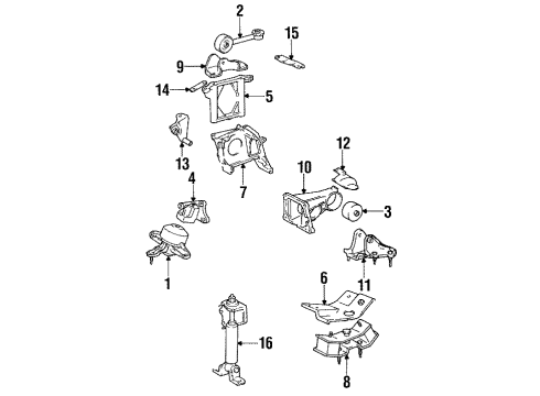 1993 Toyota Camry Transmission Mount, Driver Side Diagram for 12372-0A020