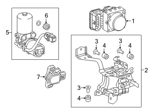 2019 Toyota Prius AWD-e ABS Components Diagram