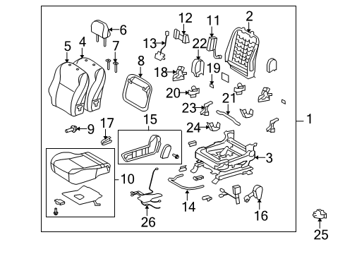 2009 Toyota Matrix Passenger Seat Components Diagram