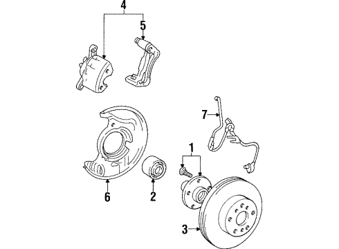 1993 Toyota Camry Brake Components Diagram 2 - Thumbnail