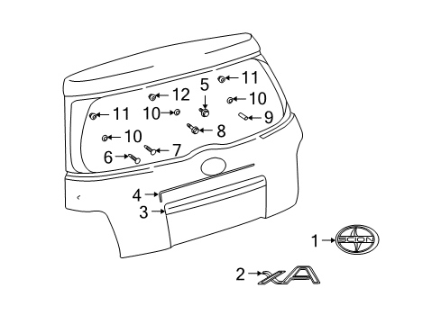 2004 Scion xA Exterior Trim - Lift Gate Diagram