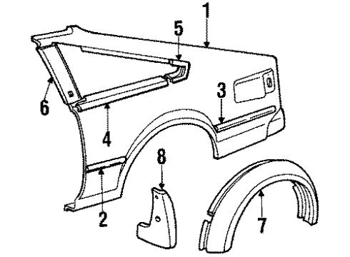 1985 Toyota Celica Quarter Panel & Components Diagram