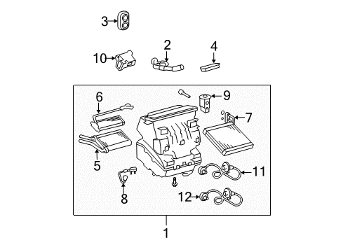 2010 Toyota Corolla A/C Evaporator & Heater Components Diagram
