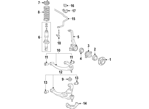 2021 Toyota Tacoma Front Suspension Components Diagram