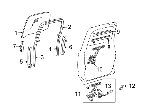 2004 Toyota Tacoma Glass - Rear Door Diagram