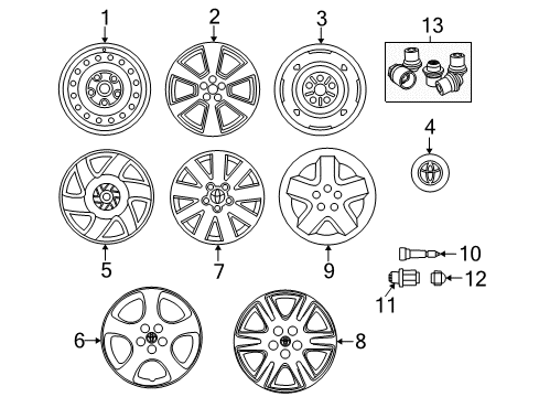 2003 Toyota Corolla Wheel, Alloy Diagram for 42611-AB011